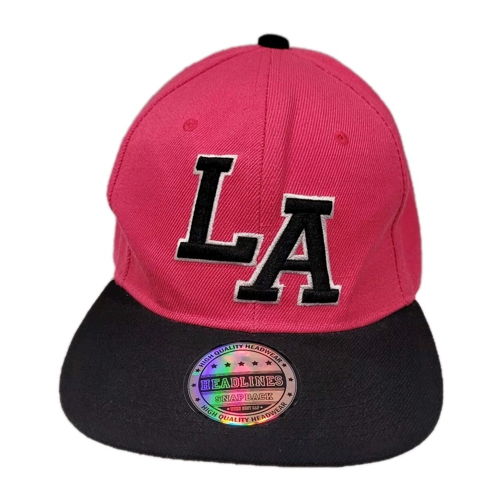 Headlines LA Pink Embroidered Hat Snapback OS